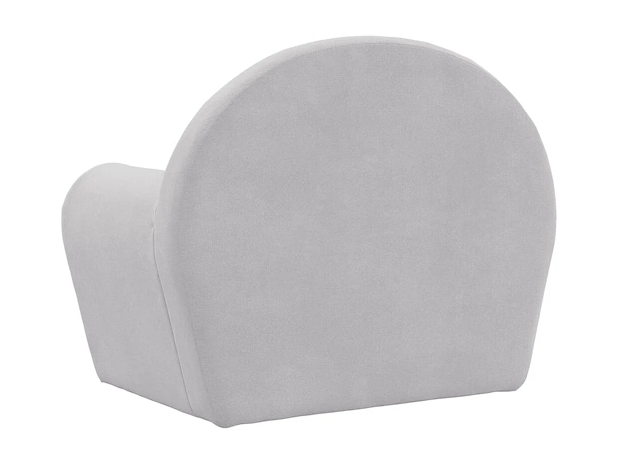 Divano per bambini grigio chiaro in morbido peluche