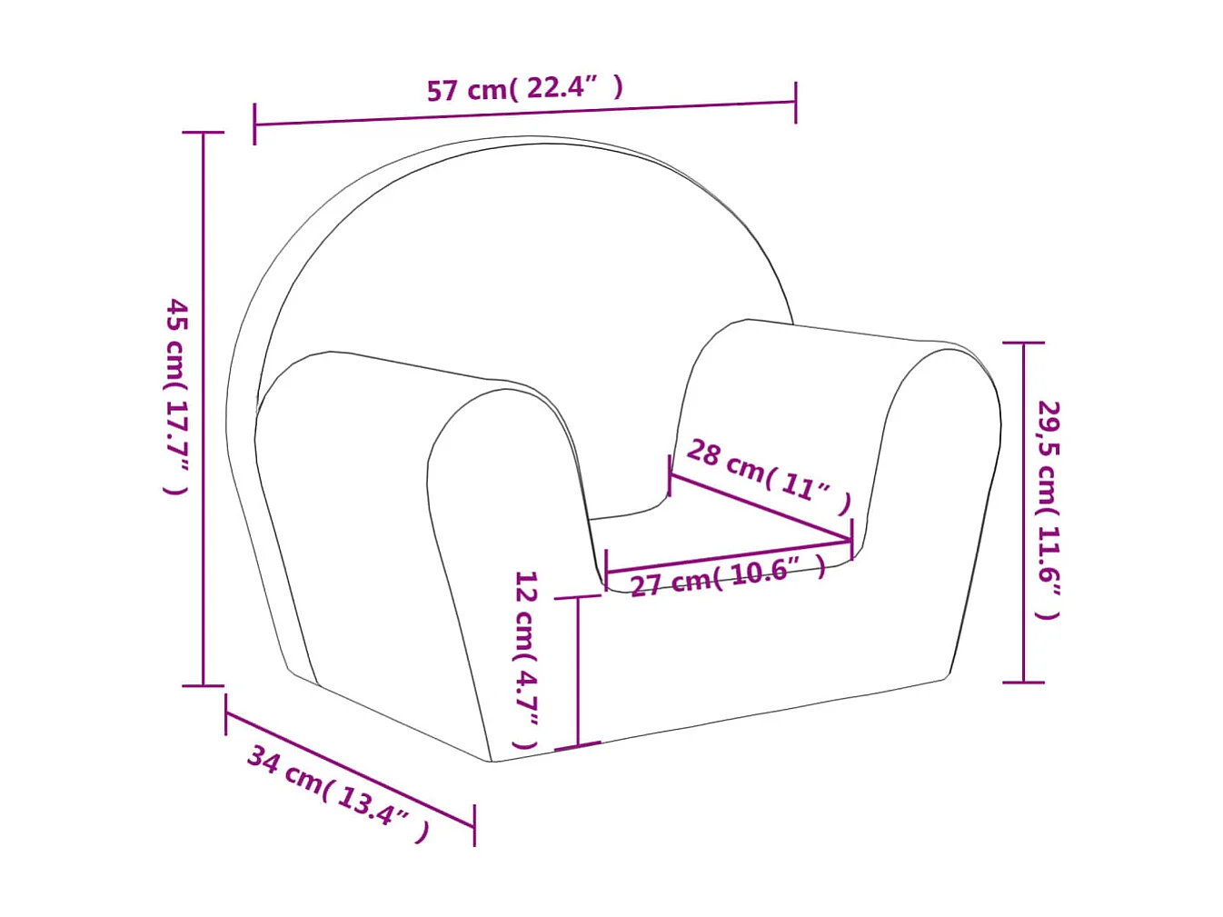 Divano per bambini grigio chiaro in morbido peluche