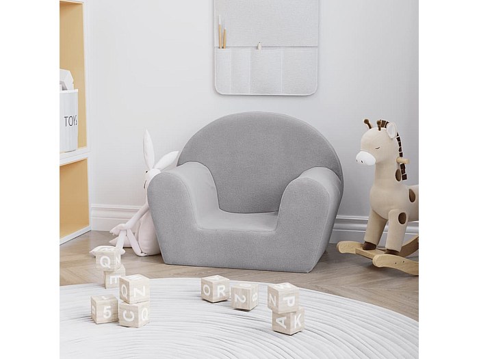 Canapé Enfant Gris Clair 70x45x30 Cm - Tissu Doux, Structure En Pin, Capacité 50 Kg, Pour Chambre D'enfant 3-6 Ans