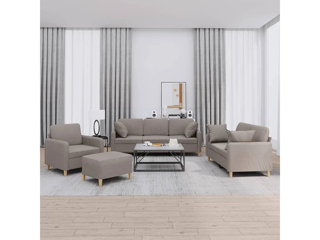 Ensemble de canapés 4 pcs avec coussins taupe tissu