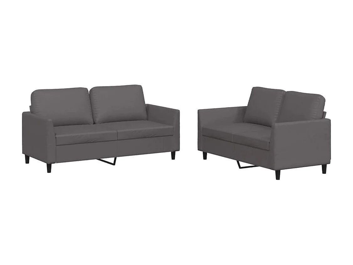 Ensemble de canapés 2 pcs avec coussins Gris Similicuir