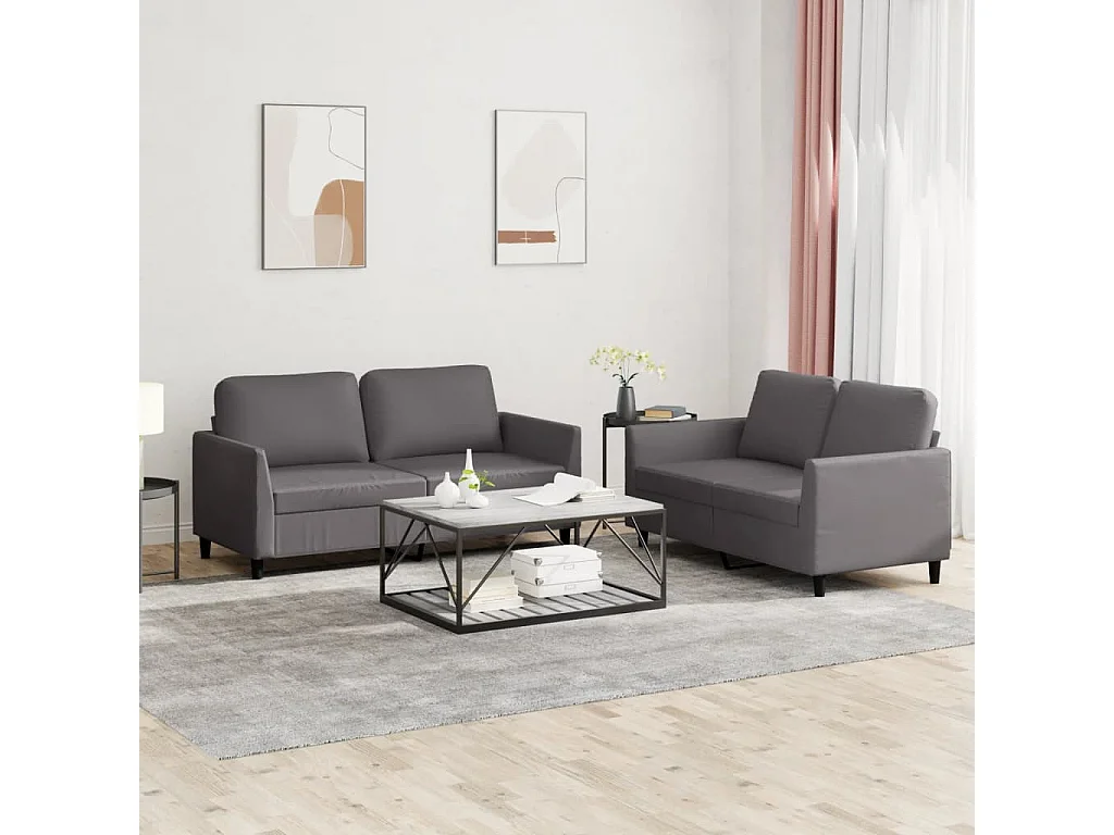 Ensemble de canapés 2 pcs avec coussins Gris Similicuir