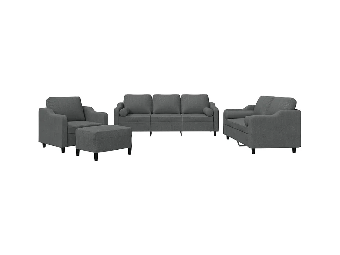 Ensemble de canapés 4 pcs coussins gris foncé tissu