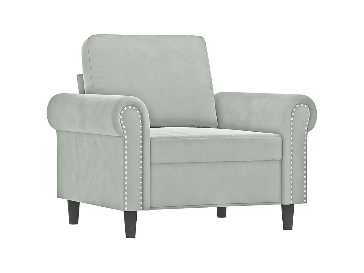 Ensemble de canapés 3 pcs avec coussins gris clair velours