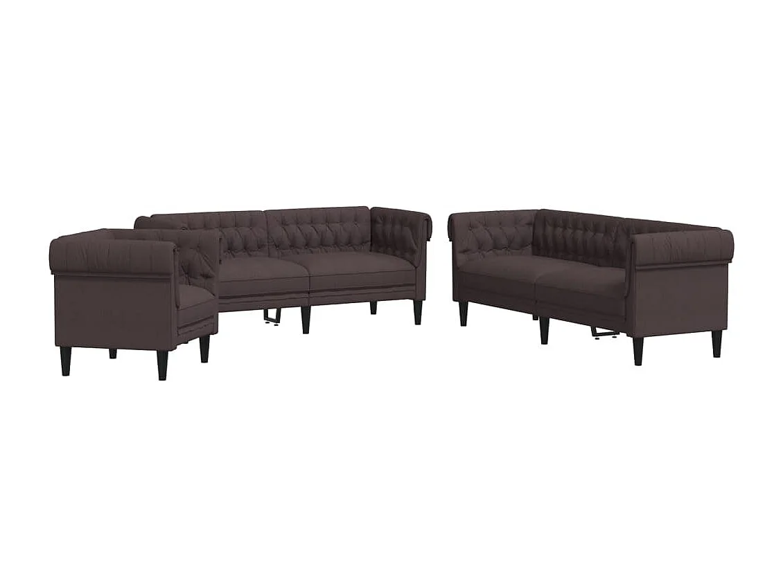 Conjunto de sofá de 3 piezas de tela marrón oscuro