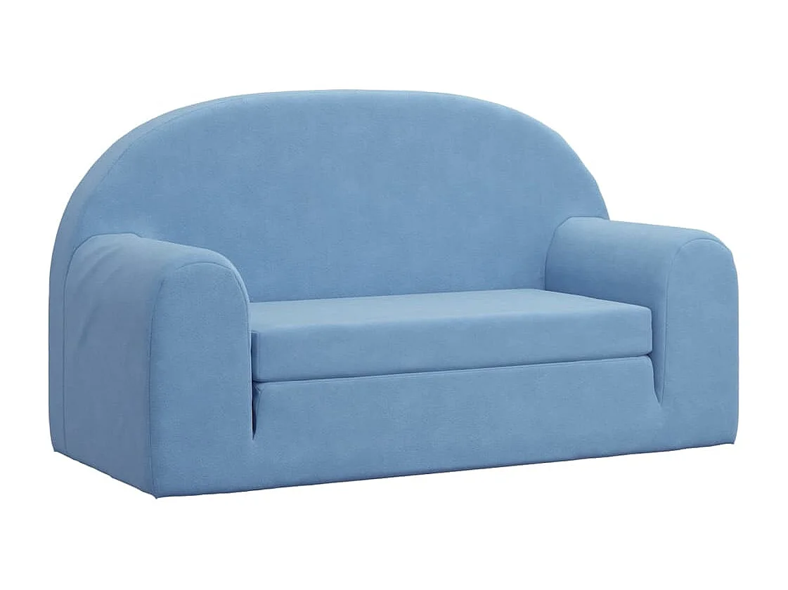 Sofá-cama infantil 2 lugares azul macio pelúcia
