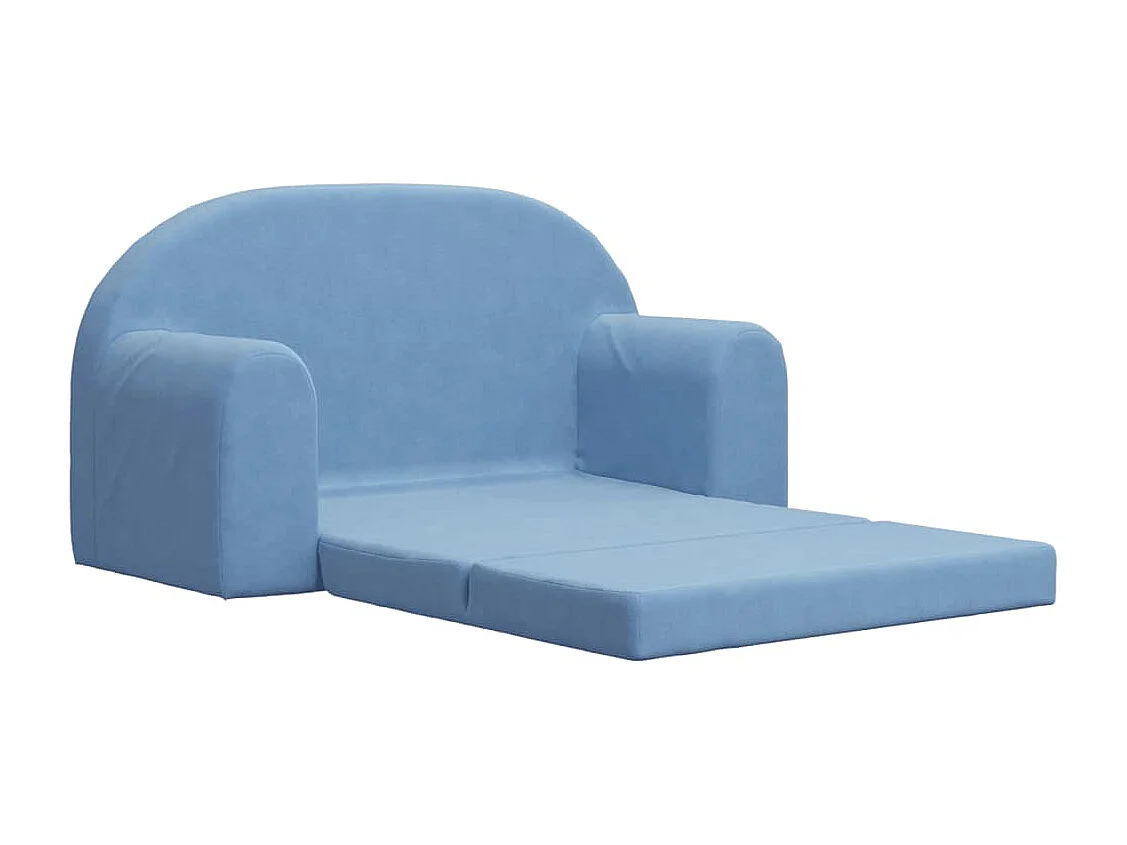 Sofá-cama infantil 2 lugares azul macio pelúcia