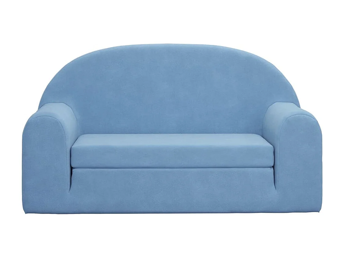 Divano letto per bambini 2 posti blu morbido peluche