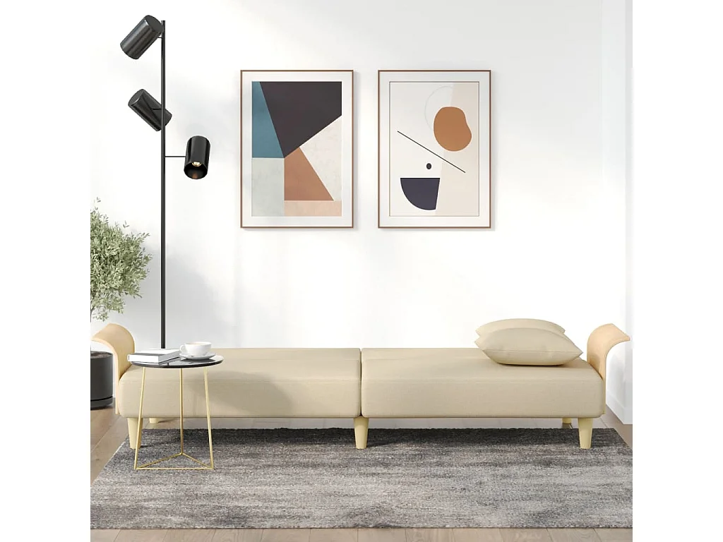 Canapé-lit avec accoudoirs crème tissu