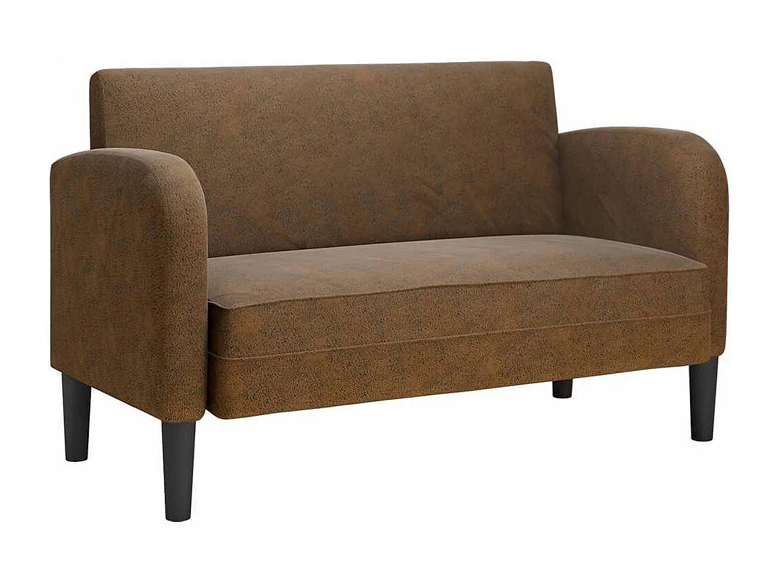 Divano a due posti in similpelle marrone da 110 cm
