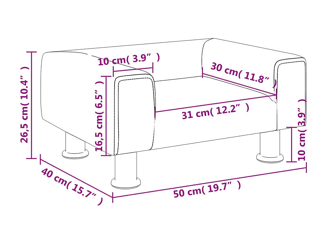 Divano per bambini crema 50x40x26,5 cm velluto