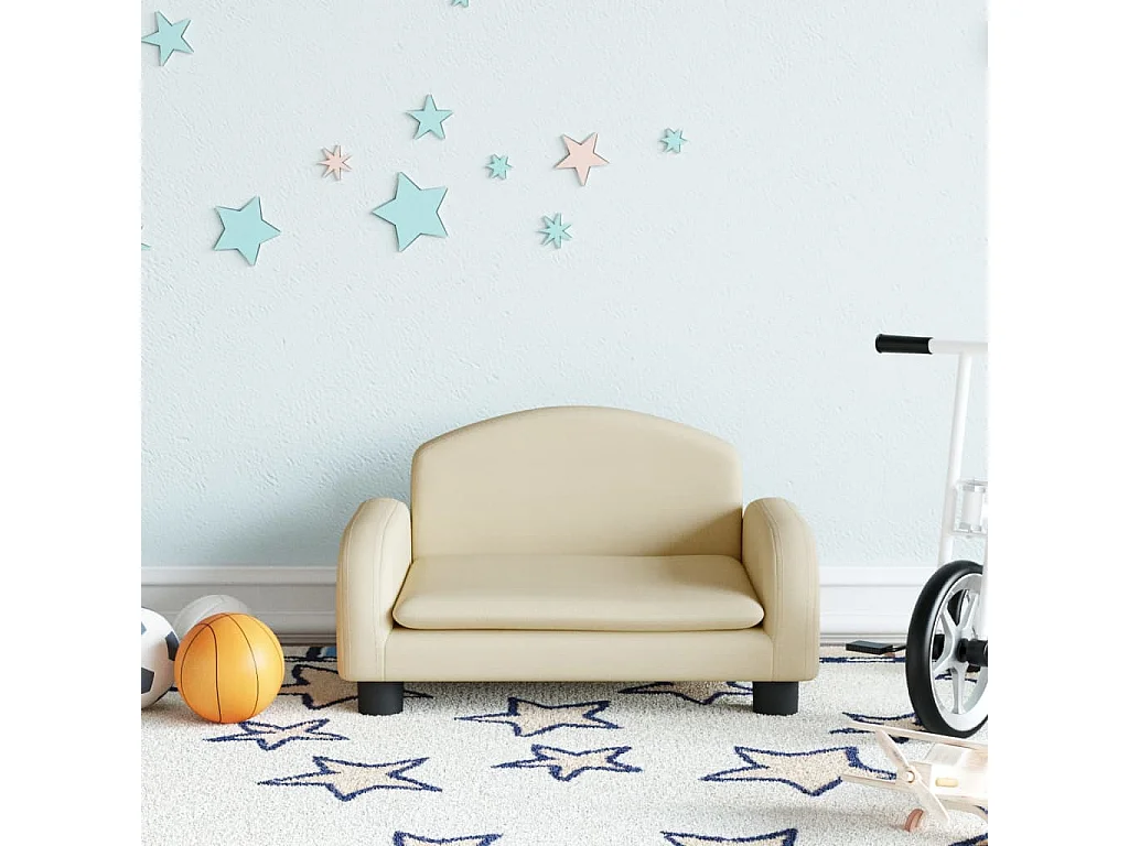 Divano per bambini crema 50x40x30 cm tessuto