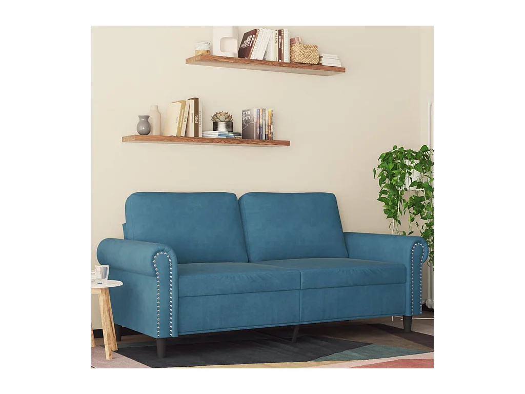 Canapé à 2 places Bleu 140 cm Velours