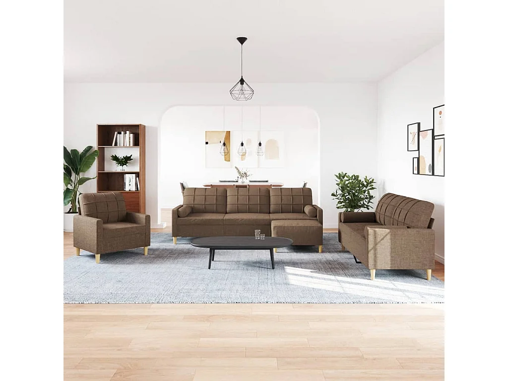 Ensemble de canapés 4 pcs repose-pied et coussins décoratifs