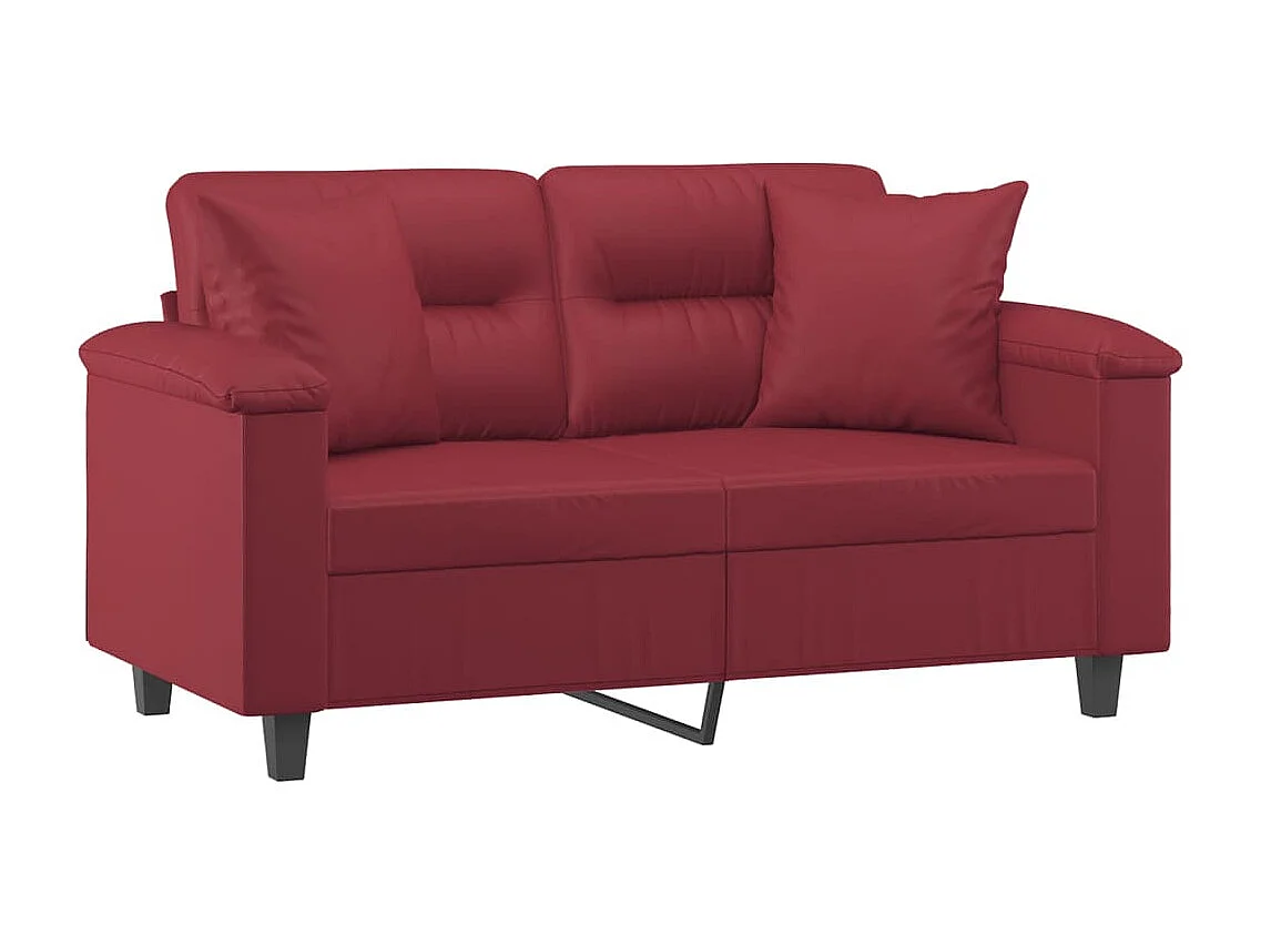 Divano 2 posti con cuscini bordeaux 120 cm similpelle