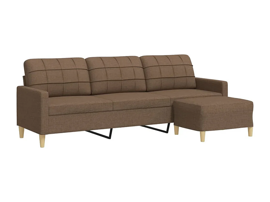 Canapé à 3 places avec repose-pieds Marron 210 cm Tissu