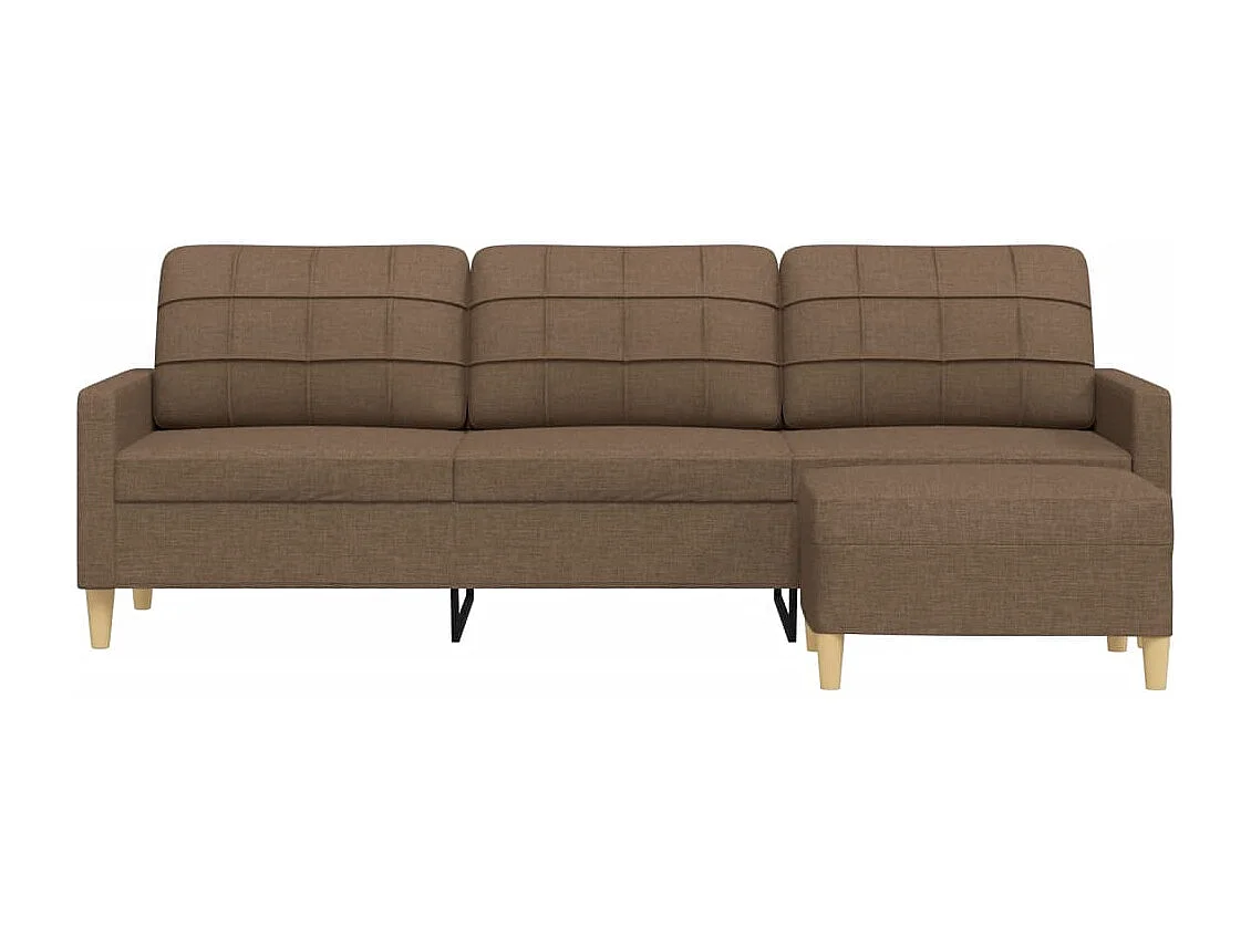 Canapé à 3 places avec repose-pieds Marron 210 cm Tissu