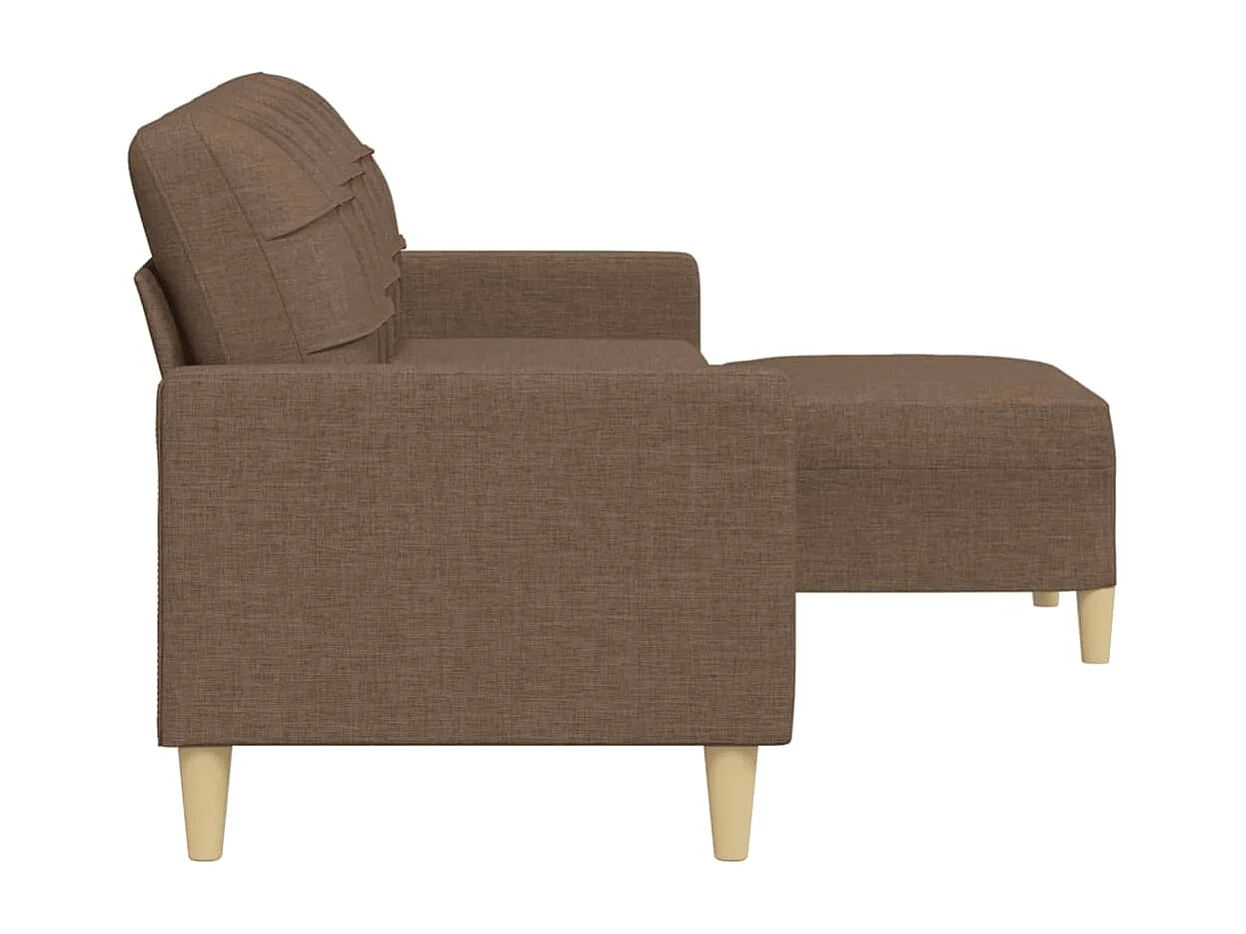Canapé à 3 places avec repose-pieds Marron 210 cm Tissu