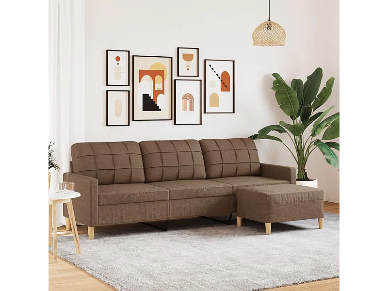 Canapé à 3 places avec repose-pieds Marron 210 cm Tissu