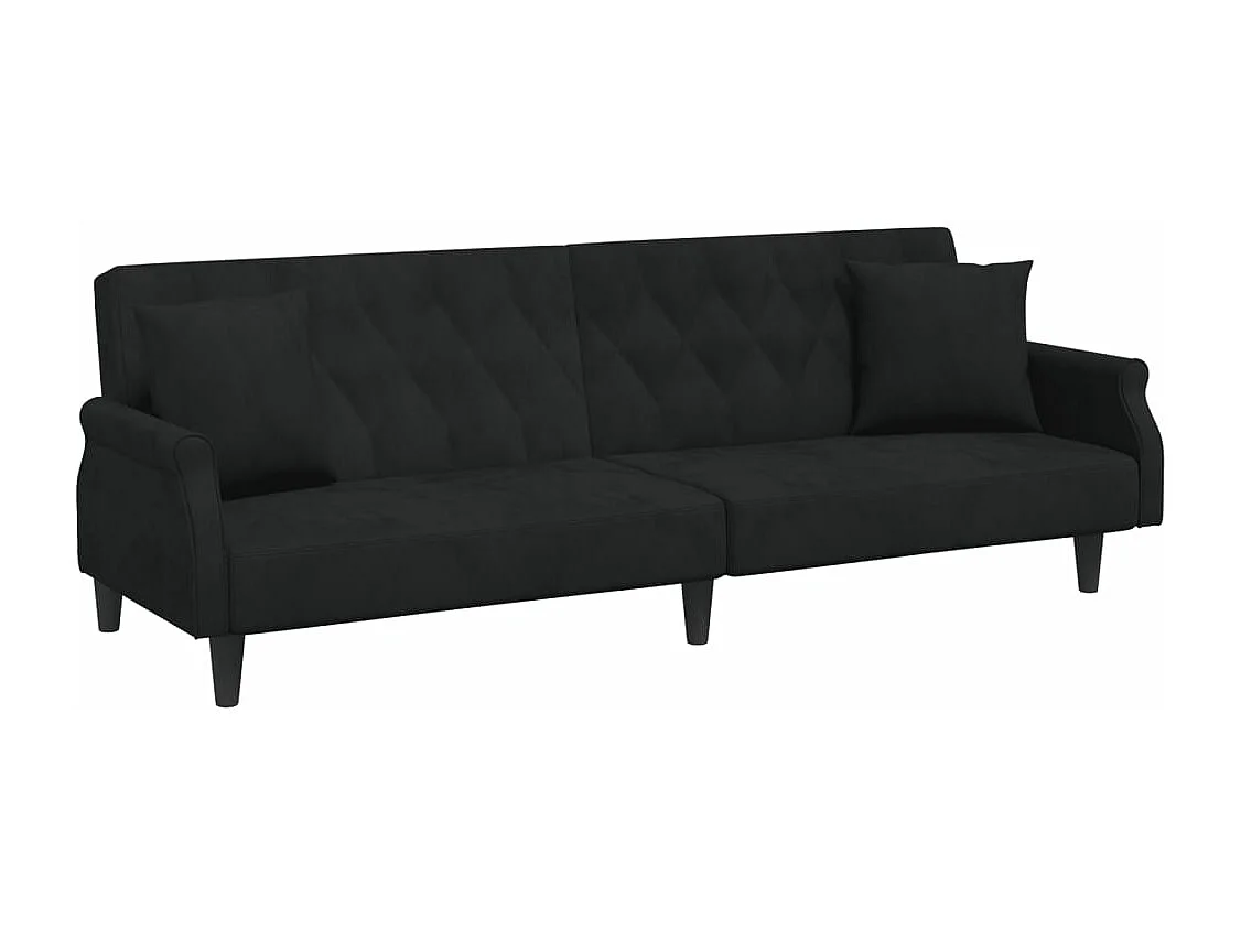 Schwarzes Schlafsofa aus Samt mit Armlehnen