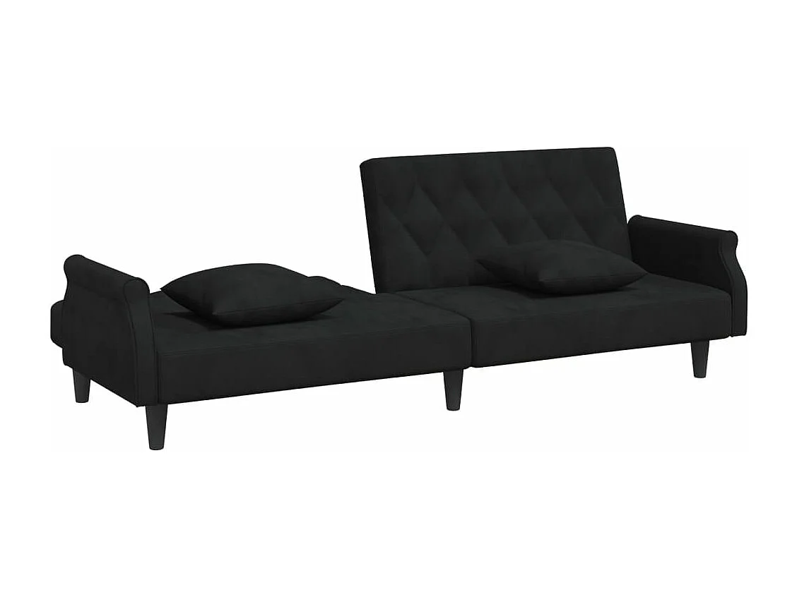 Schwarzes Schlafsofa aus Samt mit Armlehnen