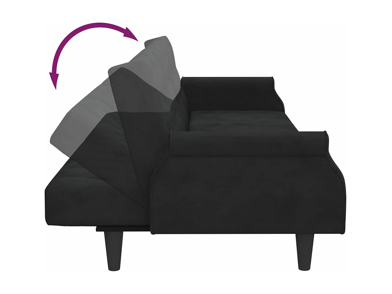 Schwarzes Schlafsofa aus Samt mit Armlehnen