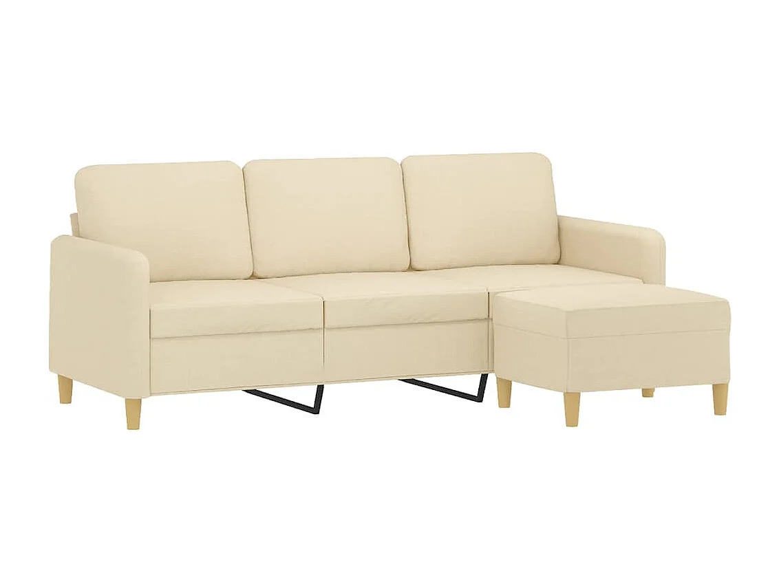 Canapé à 3 places avec repose-pieds Crème 180 cm Tissu