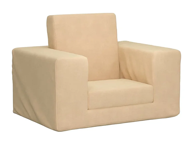 Sofá-cama infantil creme pelúcia macia