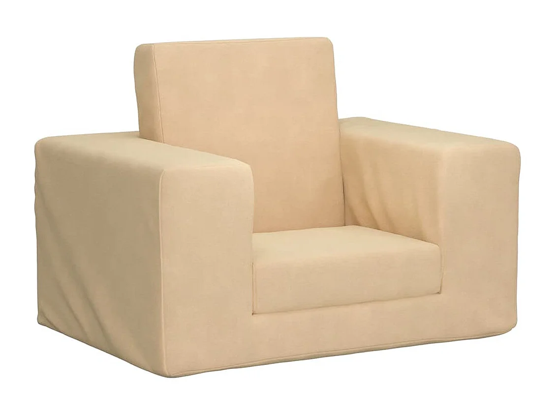 Divano letto per bambini in morbido peluche color crema