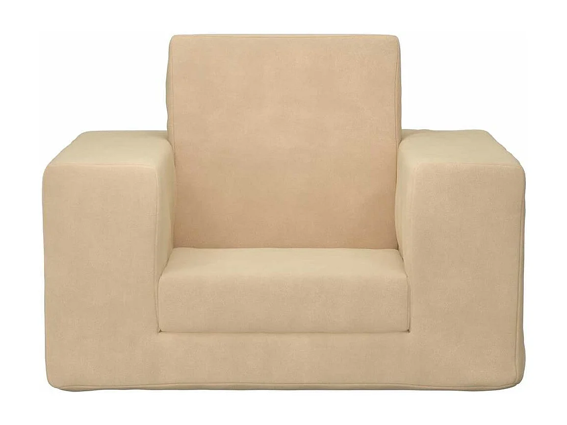 Divano letto per bambini in morbido peluche color crema
