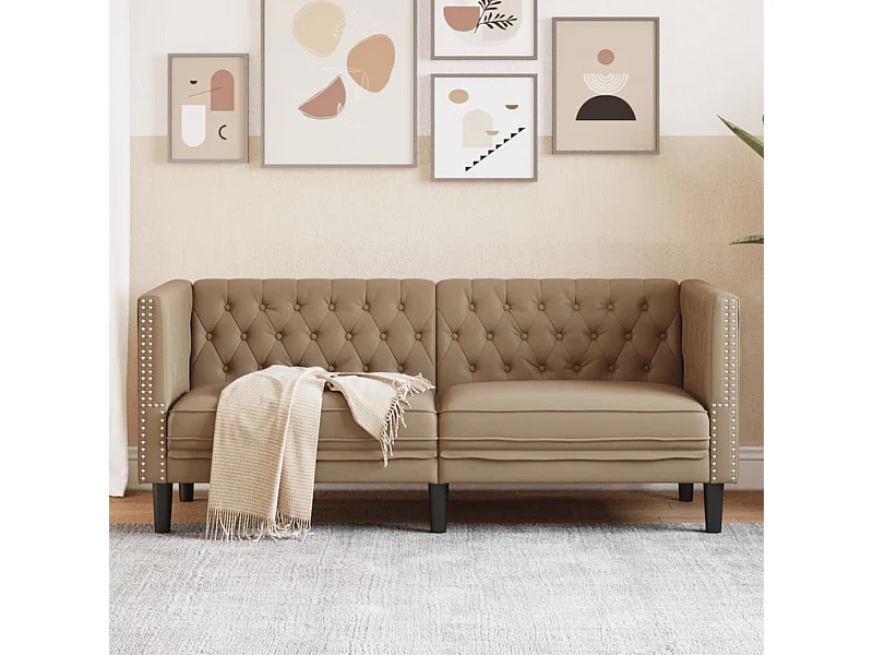 Divano Chesterfield 2 posti in ecopelle color cappuccino