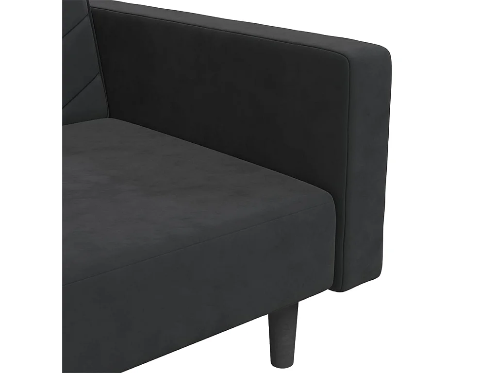 Divano letto 2 posti con due cuscini in velluto nero