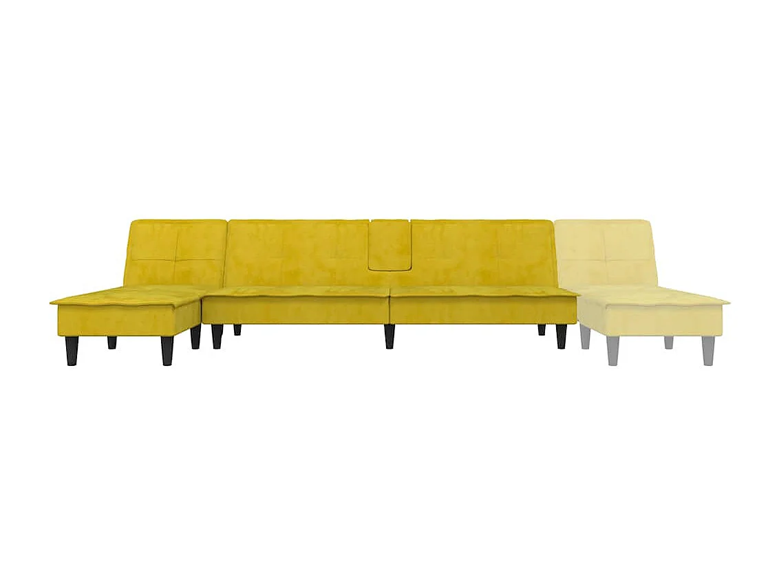 Canapé-lit en forme de L jaune 255x140x70 cm velours