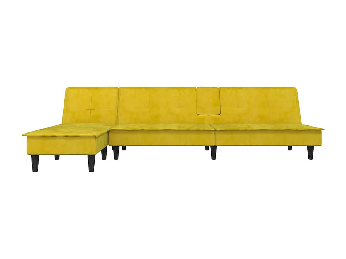 Sofá cama en forma de L amarillo 255x140x70 cm terciopelo