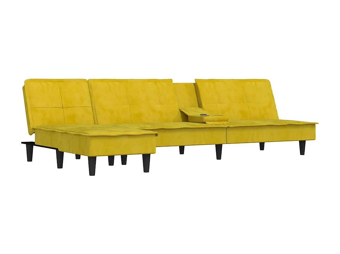 Sofá cama en forma de L amarillo 255x140x70 cm terciopelo