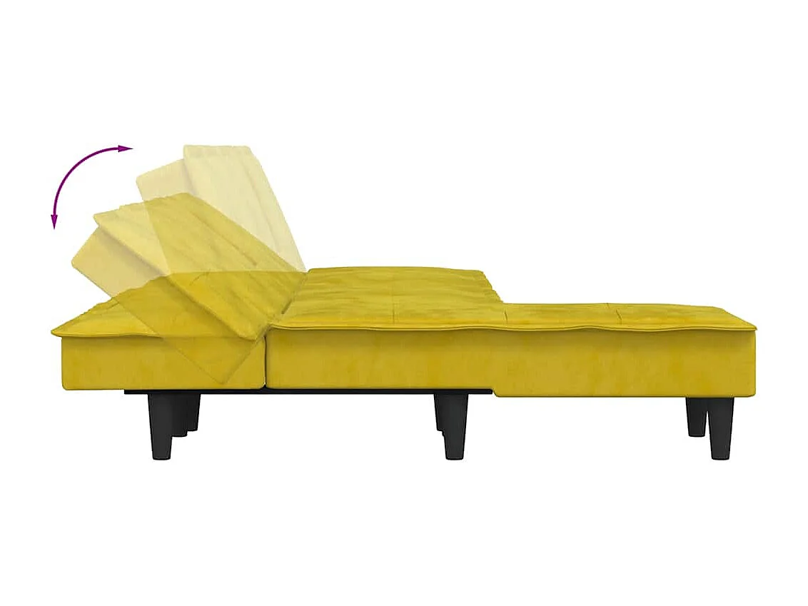 Sofá cama en forma de L amarillo 255x140x70 cm terciopelo