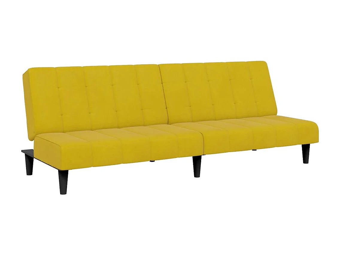 Canapé-lit à 2 places avec repose-pied jaune velours