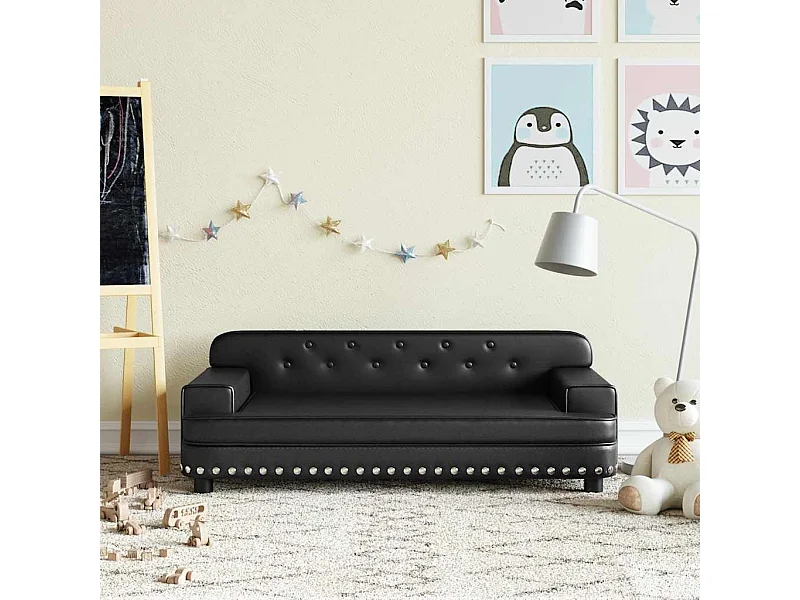 Divano per bambini nero 90x53x30 cm similpelle