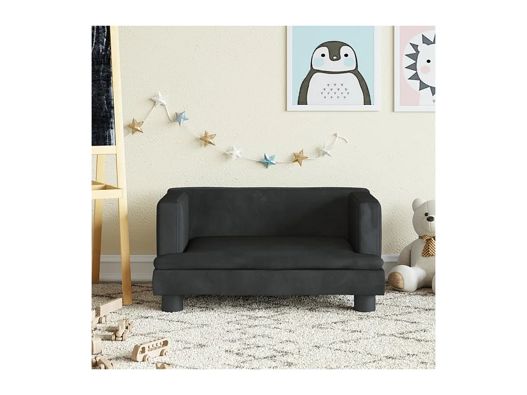 Canapé pour enfants noir 60x40x30 cm velours