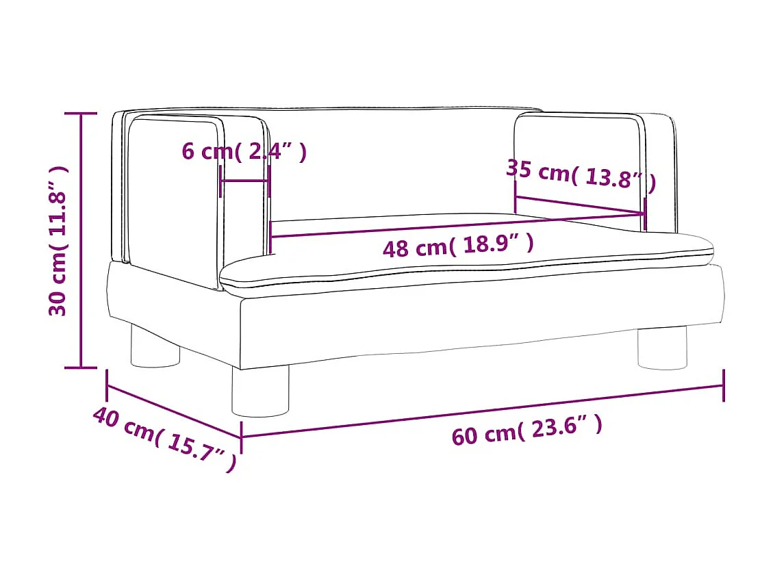 Canapé pour enfants noir 60x40x30 cm velours