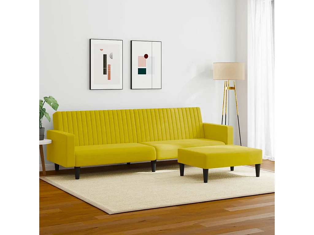 Ensemble de canapés 2 pcs jaune velours