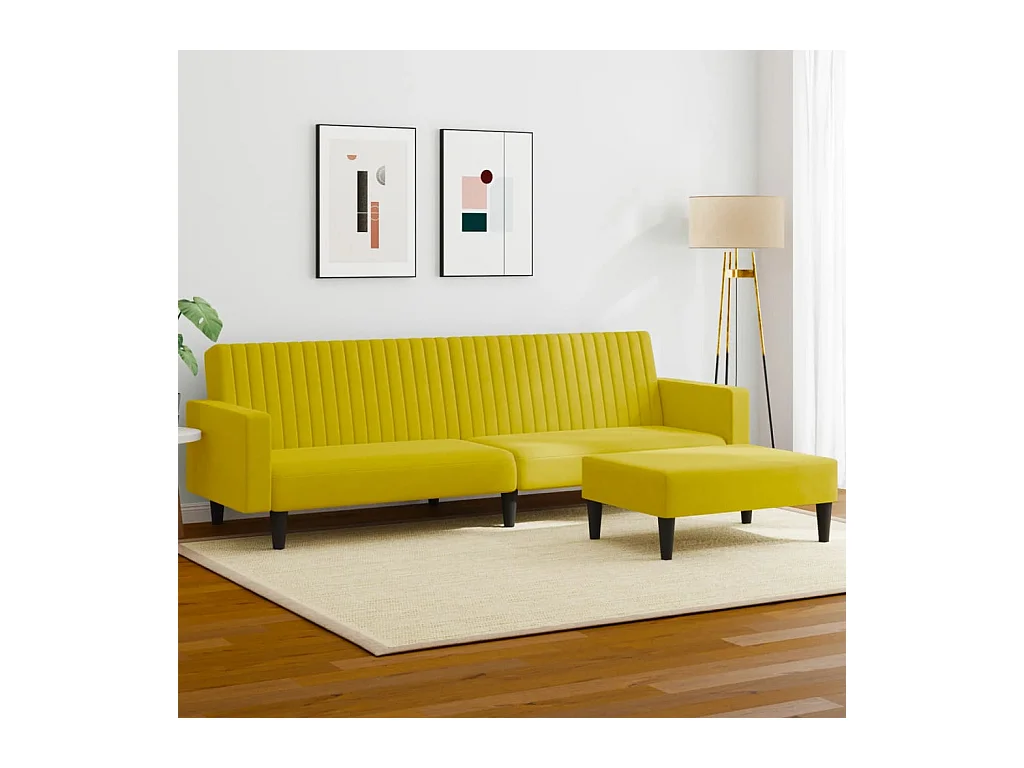Ensemble de canapés 2 pcs jaune velours