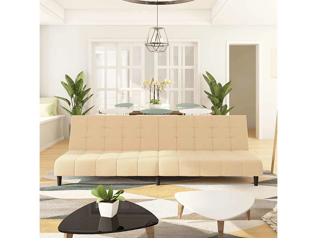 Canapé-lit à 2 places crème velours