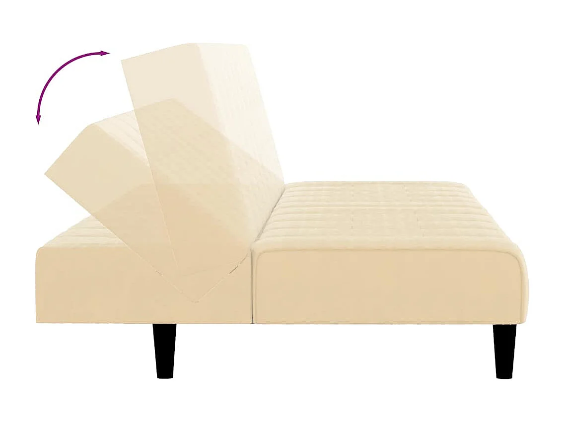Canapé-lit à 2 places crème velours