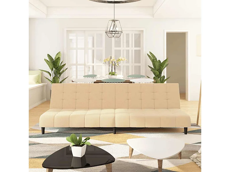 Canapé-lit à 2 places crème velours