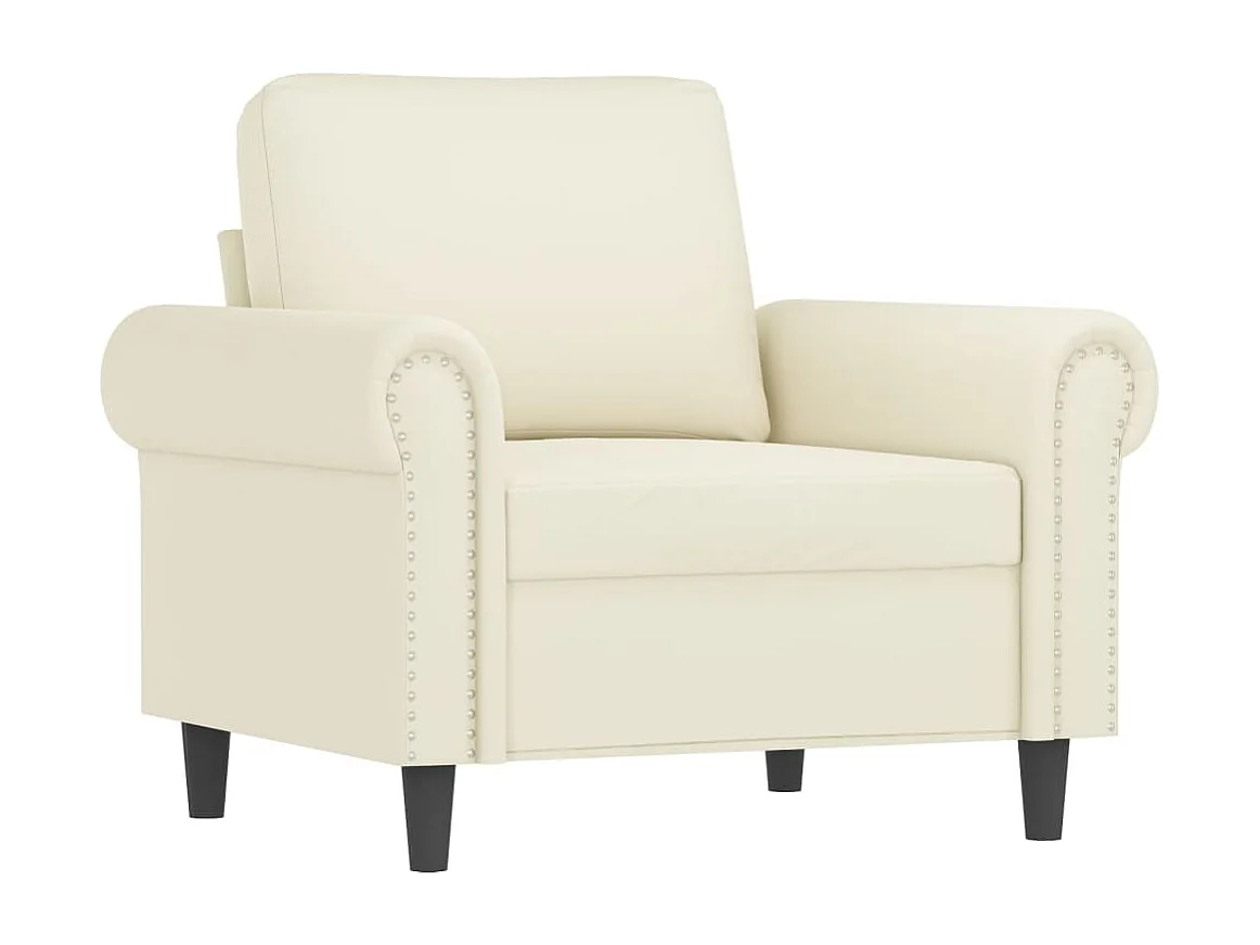 Conjunto de sofá de 3 peças com almofadas de veludo creme