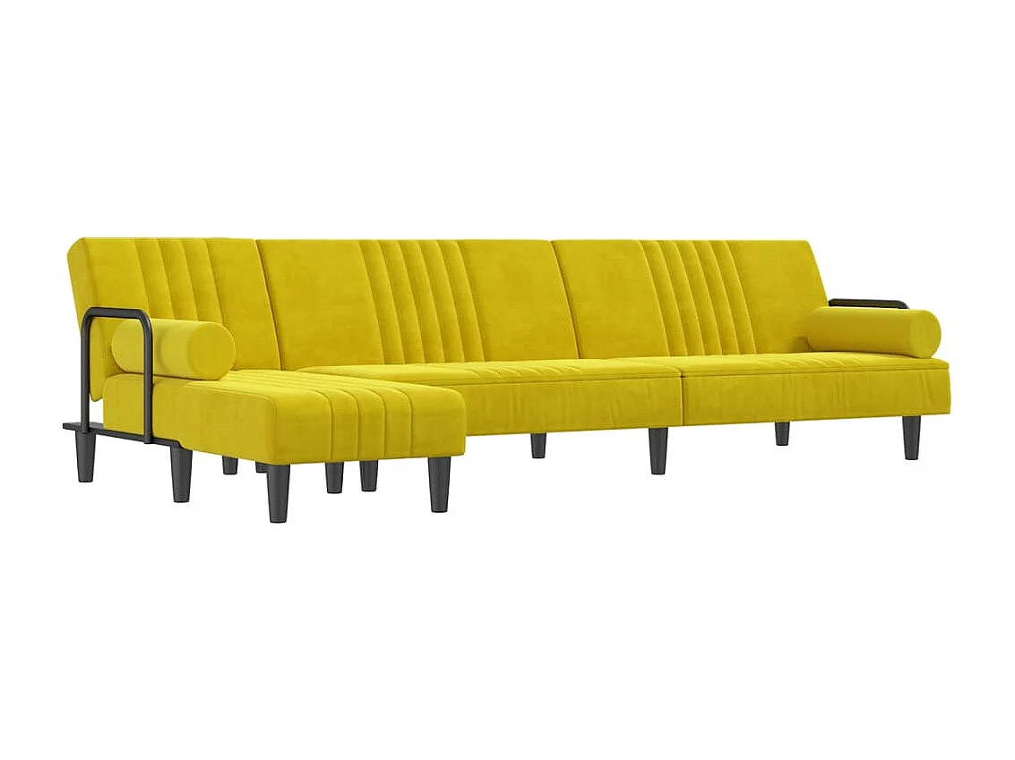 Gelbes L-förmiges Schlafsofa 260x140x70 cm Samt