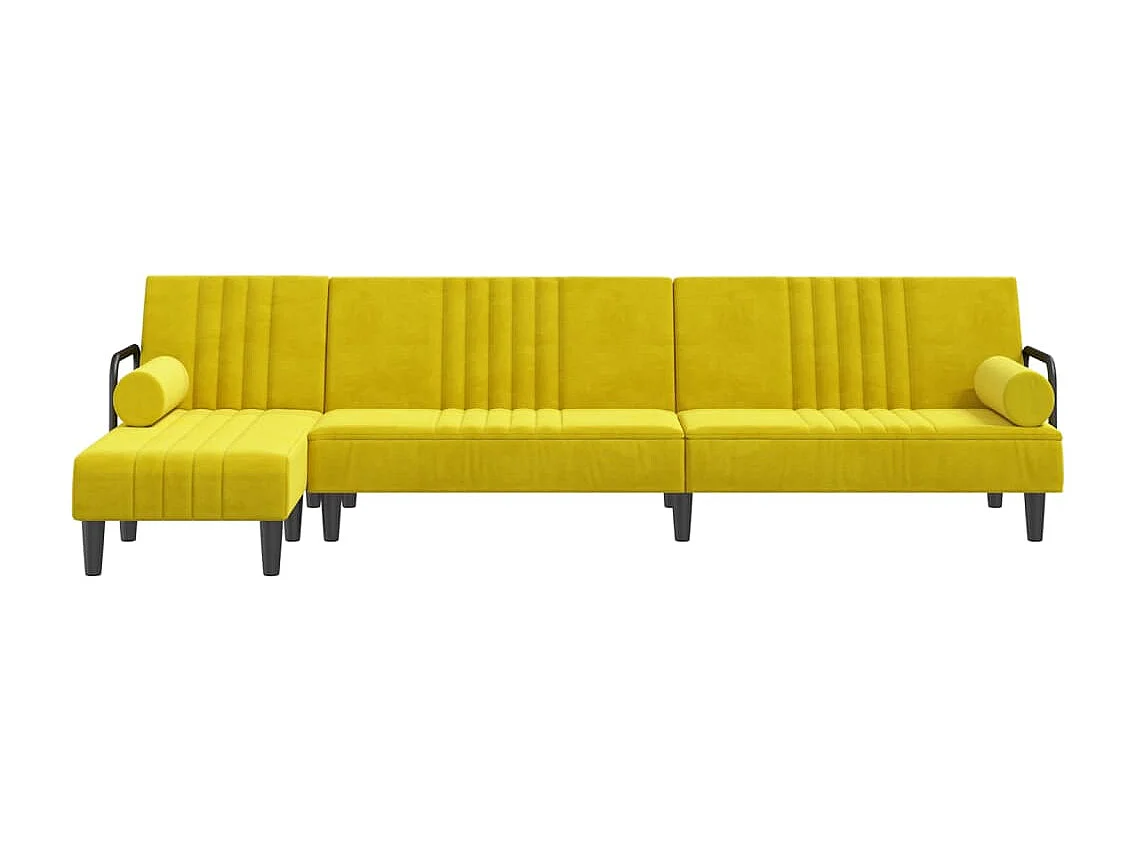 Gelbes L-förmiges Schlafsofa 260x140x70 cm Samt