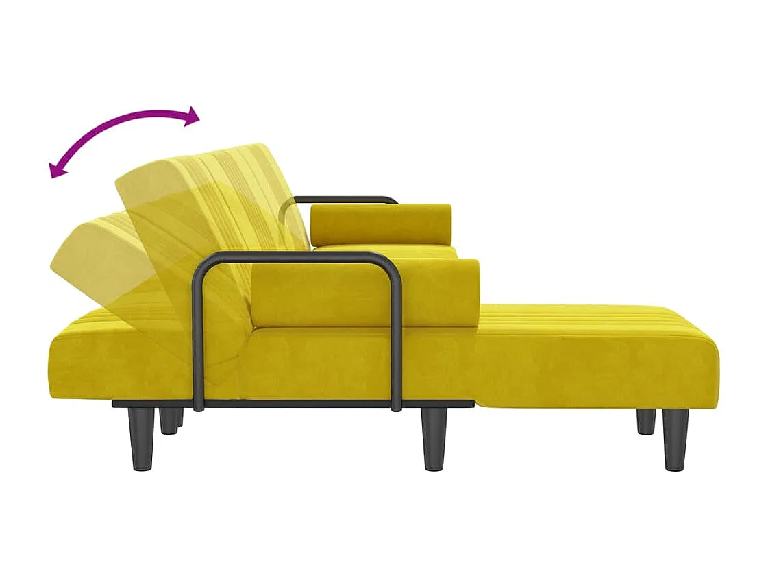 Gelbes L-förmiges Schlafsofa 260x140x70 cm Samt