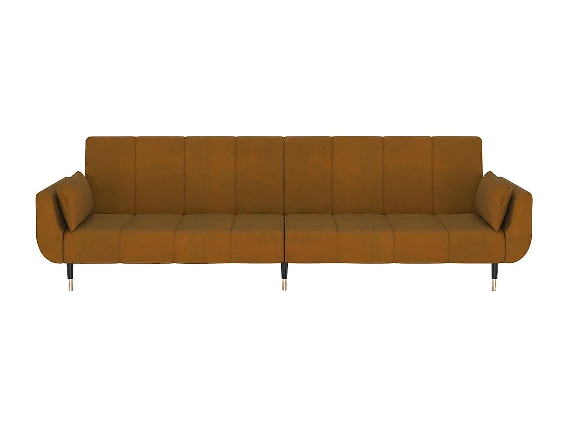 2-zits slaapbank met twee kussens Bruin fluweel